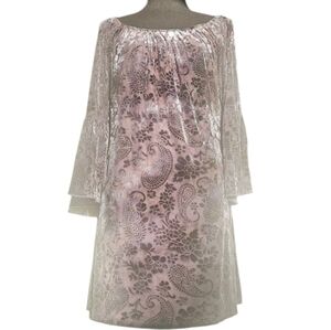 Vintage Y2K Whimsigoth Burnout Velvet Witchy Boho Bellsleeve Midi Dress Sz M